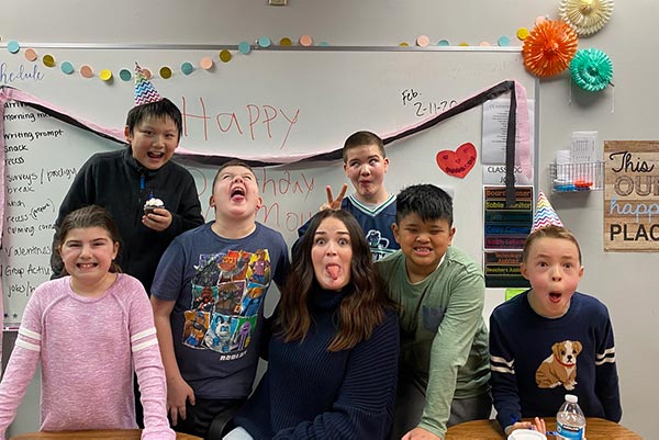 Gersh Academy Students and Staff Making Funny Faces and Celebrating a Student Birthday